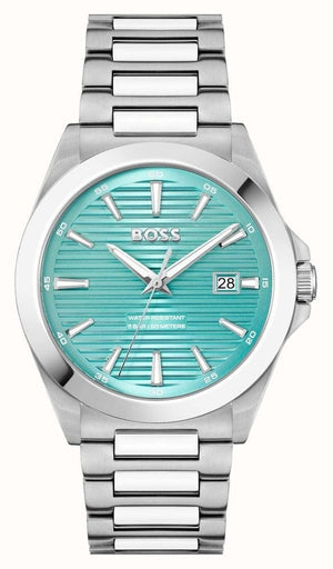 Hugo Boss Strike Turquoise Blue Dial Silver Steel Strap Watch for Men - 1514171