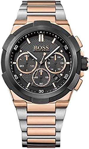 Hugo Boss Supernova Black Dial Two Tone Steel Strap Watch for Men - 1513358