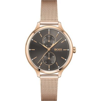 Hugo Boss Symphony Grey Dial Gold Mesh Bracelet Watch for Women - 1502424