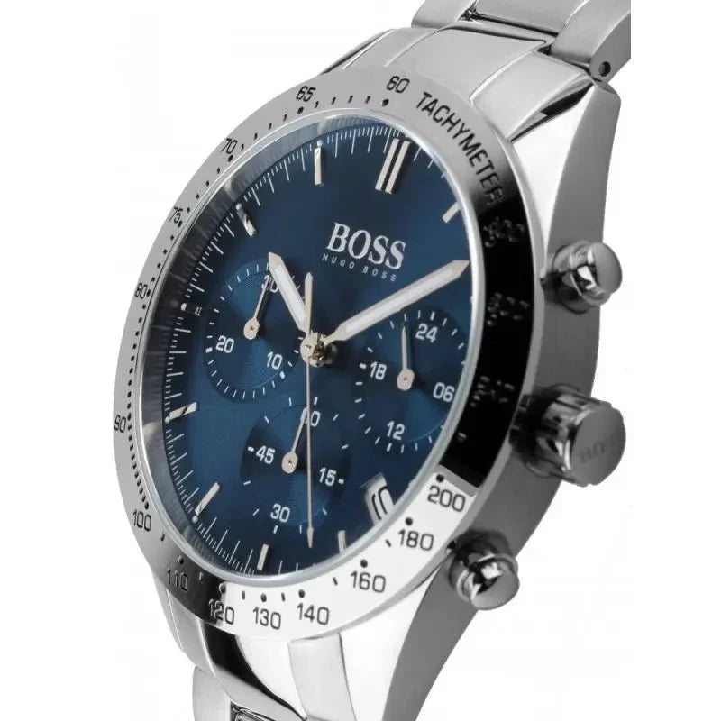 Hugo Boss Talent Blue Dial Silver Steel Strap Watch for Men - 1513582