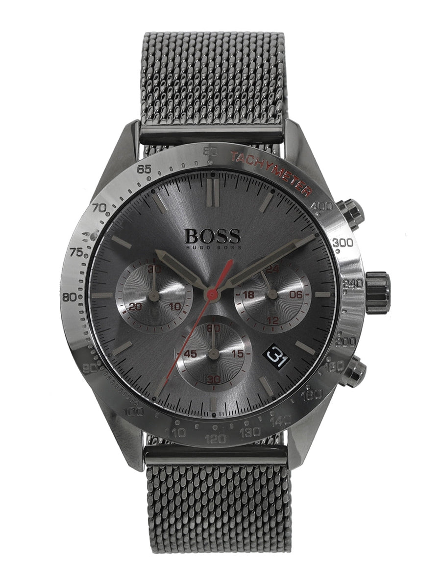 Hugo Boss Talent Gunmetal Dial Grey Mesh Bracelet Watch for Men - 1513637