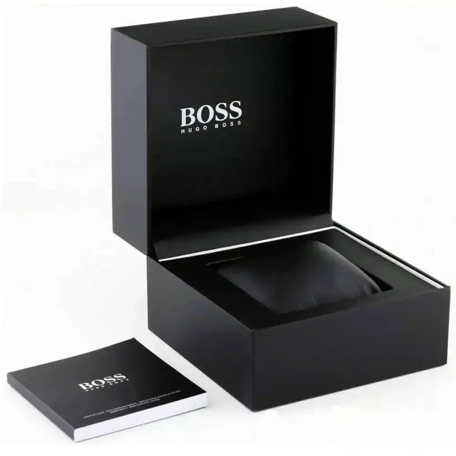 Hugo Boss Taper Chronograph Black Dial Black Leather Strap Watch for Men - 1514085