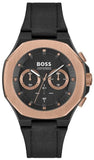 Hugo Boss Taper Chronograph Black Dial Black Leather Strap Watch for Men - 1514089