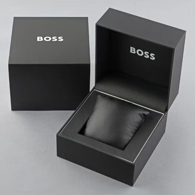Hugo Boss Taper Chronograph Black Dial Black Steel Strap Watch for Men - 1514088