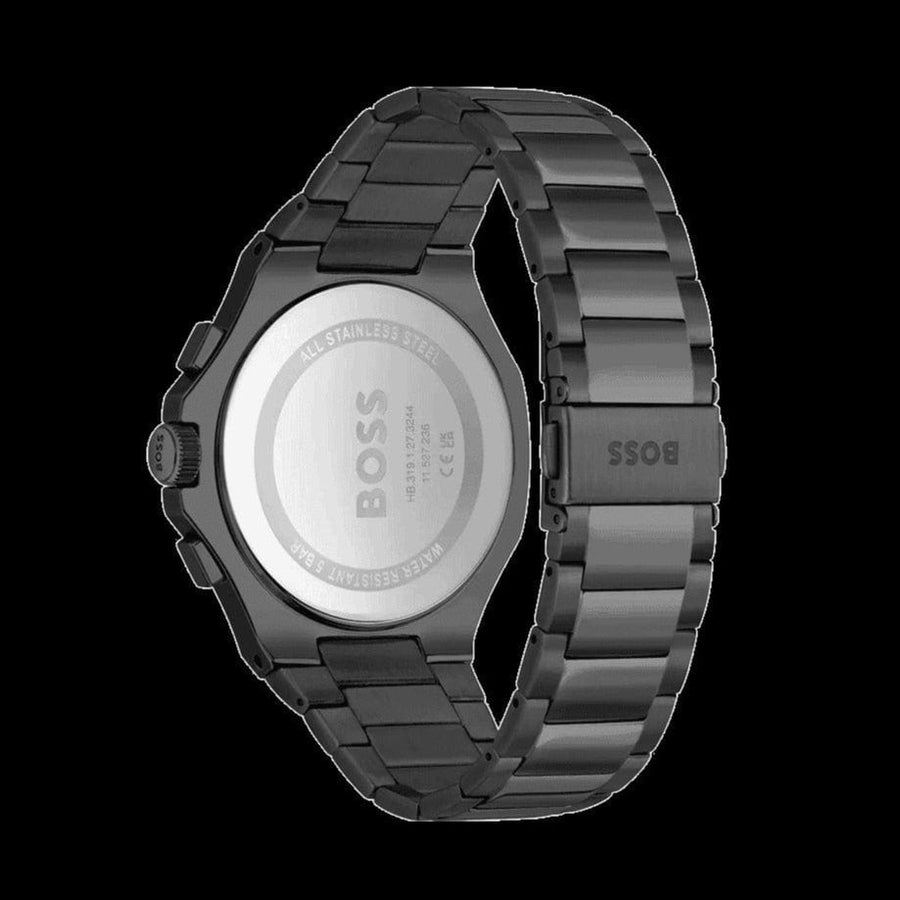 Hugo Boss Taper Chronograph Black Dial Black Steel Strap Watch for Men - 1514088