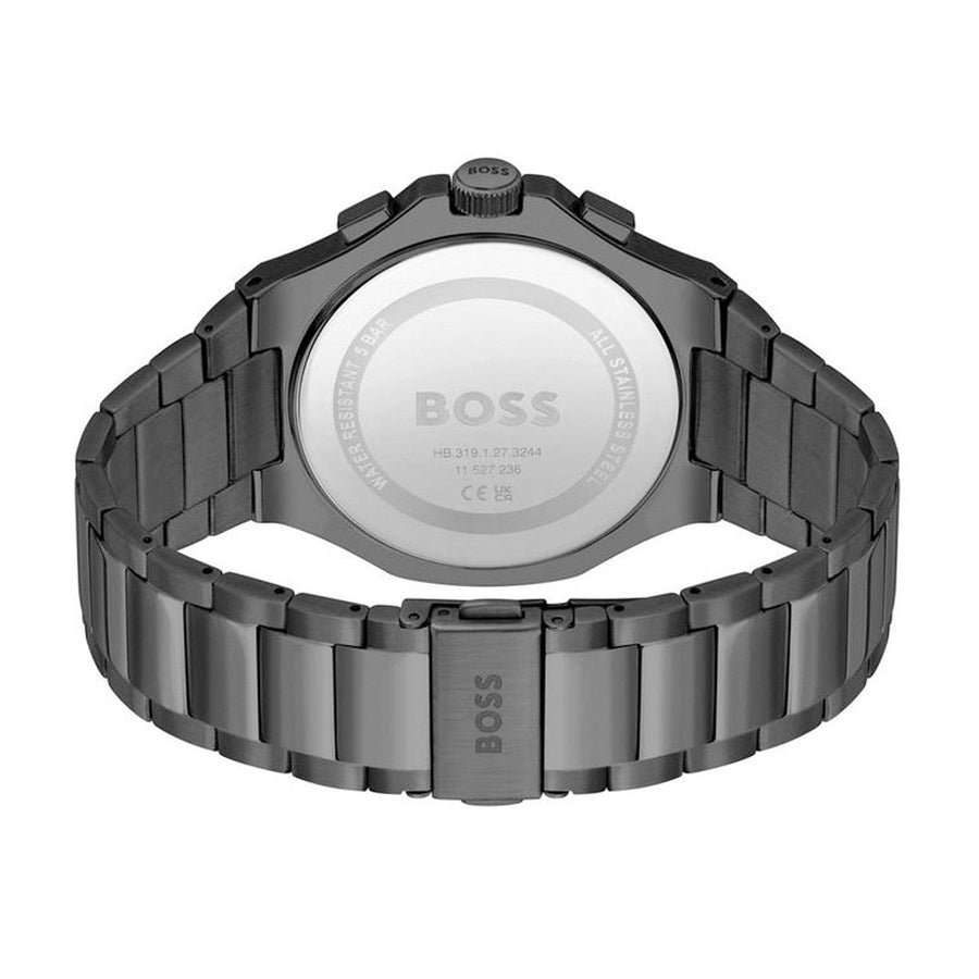 Hugo Boss Taper Chronograph Black Dial Black Steel Strap Watch for Men - 1514090