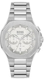 Hugo Boss Taper Chronograph White Dial Silver Steel Strap Watch for Men - 1514087