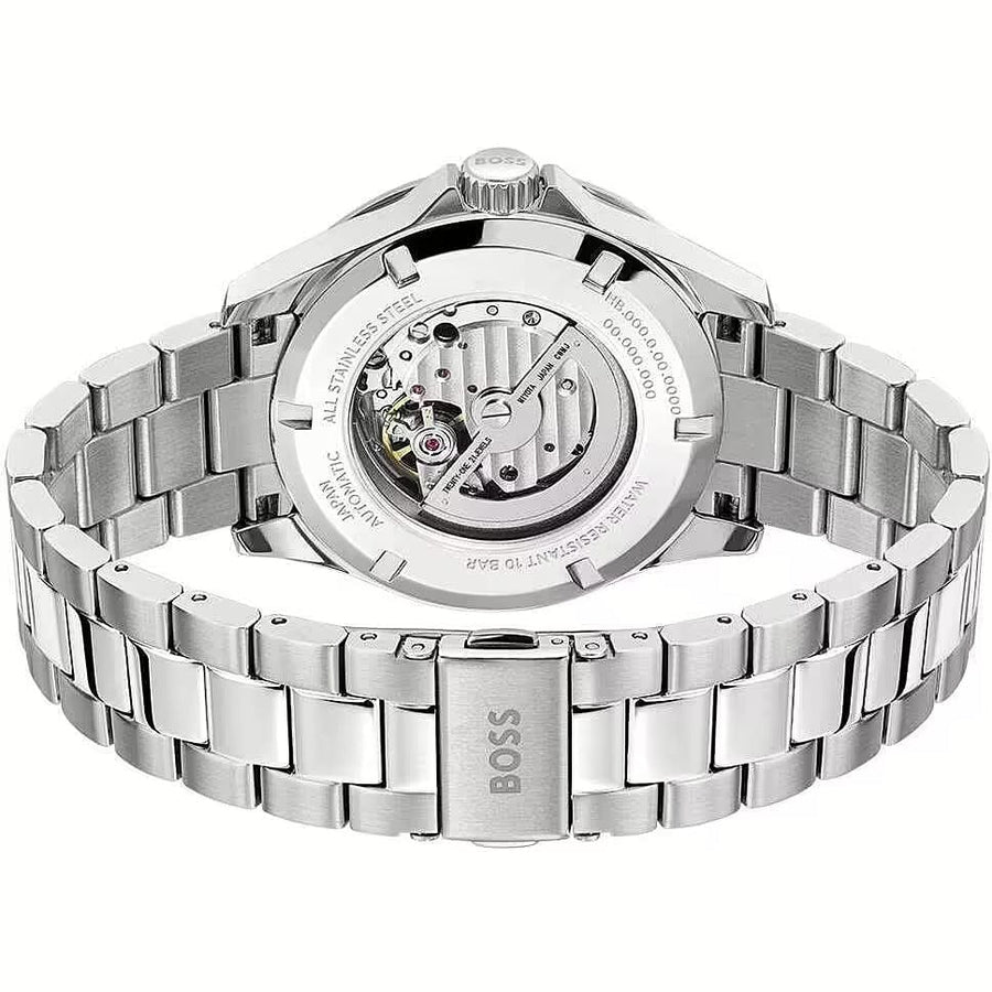 Hugo Boss Troper Automatic Chronograph Green Dial Silver Steel Strap Watch for Men - 1514200