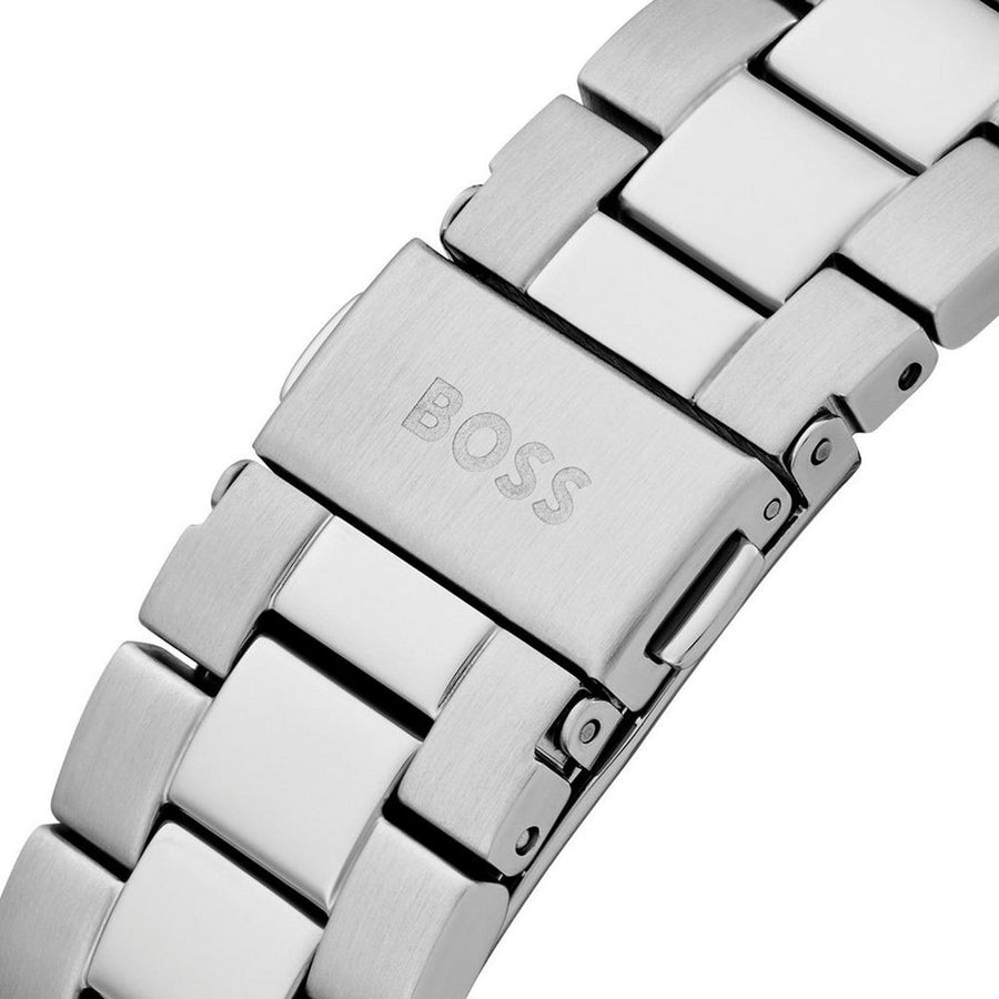 Hugo Boss Troper Chronograph Automatic Black Dial Silver Steel Strap Watch for Men - 1514202