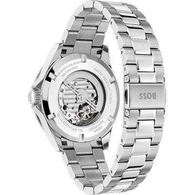 Hugo Boss Troper Chronograph Automatic Black Dial Silver Steel Strap Watch for Men - 1514202