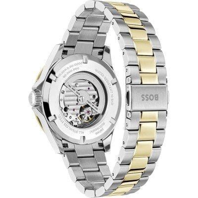Hugo Boss Troper Chronograph Automatic Blue Dial Two Tone Steel Strap Watch for Men - 1514201