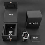 Hugo Boss Troper Chronograph Black Dial Black Leather Strap Watch for Men - 1514055