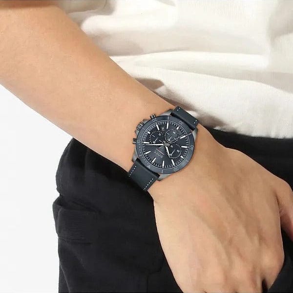 Hugo Boss Troper Chronograph Blue Dial Blue Leather Strap Watch for Men - 1514056