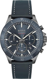 Hugo Boss Troper Chronograph Blue Dial Blue Leather Strap Watch for Men - 1514056