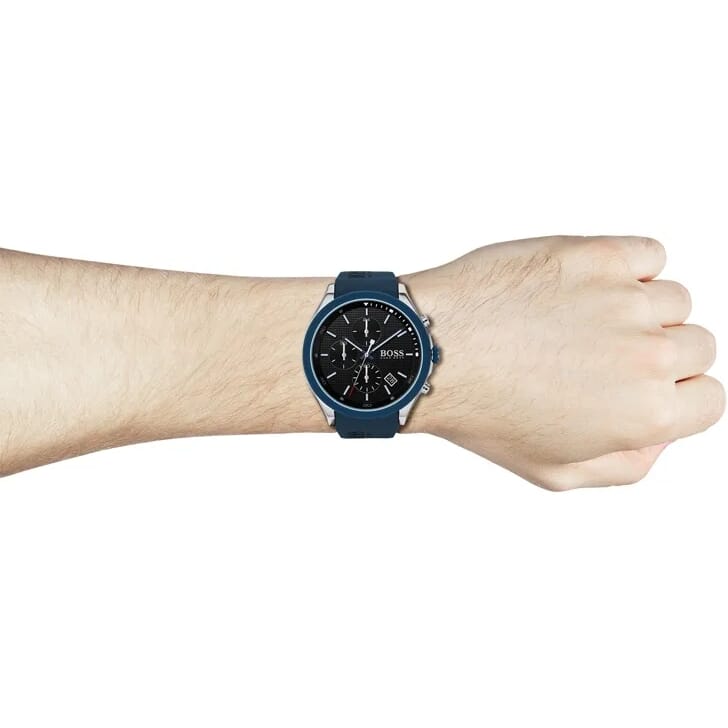 Hugo Boss Velocity Black Dial Blue Rubber Strap Watch for Men - 1513717