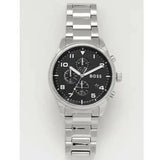 Hugo Boss View Chronograph Black Dial Silver Steel Strap Watch For Men - 1514008