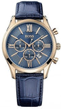 Hugo Boss Ambassador Chronograph Blue Dial Blue Leather Strap Watch For Men - HB1513320