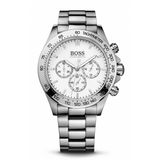 Hugo Boss Ikon Chronograph White Dial Silver Steel Strap Watch for Men - 1512962