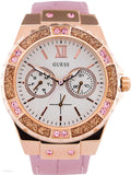 Guess Limelight Quartz Analog White Dial Pink Leather Strap Watch For Women - W0775l3