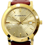 Burberry The City Gold Dial Orange Leather Strap Watch for Women - BU9017