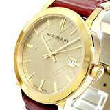 Burberry The City Gold Dial Orange Leather Strap Watch for Women - BU9017