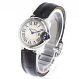 Cartier Ballon Bleu Silver Dial Black Leather Strap Watch for Women - W69018Z4