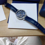 Swarovski Passage Chrono Crystal Blue Dial Blue Leather Strap Watch for Women - 5580342