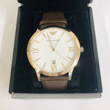 Emporio Armani Giovanni Quartz White Dial Brown Leather Strap Watch For Men - AR11211