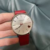 Coach Perry Silver Dial Red Leather Strap Watch for Women - 14503515