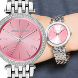 Michael Kors Darci Crystal Pink Dial Silver Stainless Steel Strap Watch for Women - MK3352