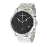 Calvin Klein City Chronograph Black Dial Silver Mesh Bracelet Watch for Men - K2G27121