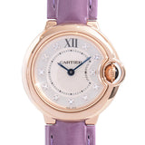 Cartier Ballon Bleu Diamonds White Dial Pink Leather Strap Watch for Women - WE902050