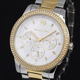 Michael Kors Tibby Multifunction White Dial Two Tone Steel Strap Watch For Women - MK6825