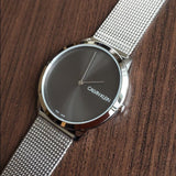 Calvin Klein Minimal Grey Dial Silver Mesh Bracelet Watch for Men - K3M211Y3