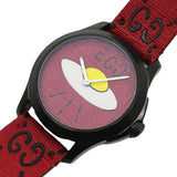 Gucci G Timeless Ghost Red Dial Red Leather Strap Watch For Men - YA1264023