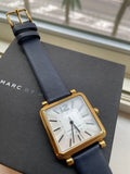 Marc by Marc Jacobs watch with gold case and blue leather strap
