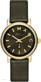 Marc Jacobs Baker Olive Dial Olive Leather Strap Watch for Women - MBM1330