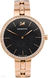 Swarovski Cosmopolitan Black Dial Rose Gold Steel Strap Watch for Women - 5517797