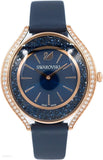 Swarovski Crystalline Aura Blue Dial Blue Leather Strap Watch for Women - 5519447