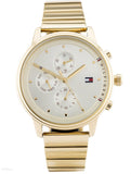 Tommy Hilfiger Blake White Dial Gold Steel Strap Watch for Women - 1781905