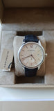 Burberry Classic Round Cream Dial Black Leather Strap Watch for Men - BU10008