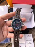 Tissot PRS 516 Chronograph Blue Dial Brown Leather Strap Watch For Men - T100.417.16.041.00