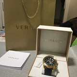 Versace Casual Chronograph Blue Dial Blue Leather Strap Watch for Men - VERG004-18