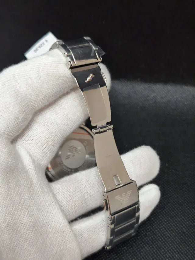 Emporio Armani Claudio Green Dial Silver Steel Strap Watch for Men - AR11575