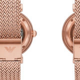 Emporio Armani Meccanico Automatic White Dial Rose Gold Mesh Strap Watch For Women - AR60063