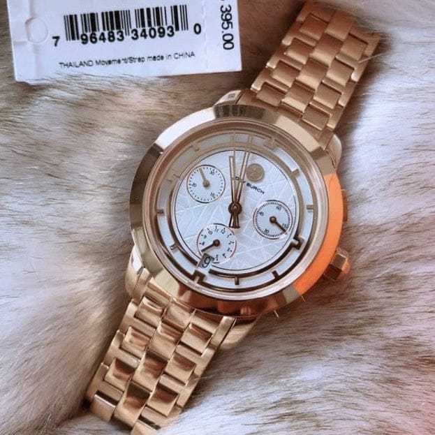 Tory Burch Classic Chronograph White Dial Rose Gold Steel Strap Watch for Women - TBW1033