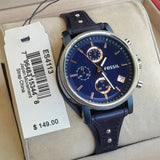 Fossil Boyfriend Sport Chronograph Blue Dial Blue Leather Strap Watch for Women - ES4113