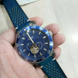 Fossil Crewmaster Sports Automatic Blue Dial Blue Leather Strap Watch for Men - ME3149