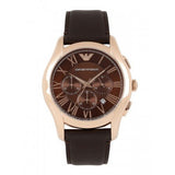 Emporio Armani Chronograph Brown Dial Brown Leather Strap Watch For Men - AR1701