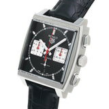 Tag Heuer Monaco Automatic Chronograph Black Dial Black Leather Strap Watch for Men - CBL2113.FC6177